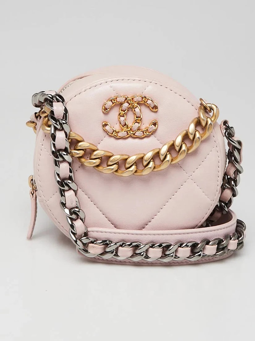 Chanel Pink Quilted Lambskin Chanel 19 Round Clutch Bag (1 of 11)