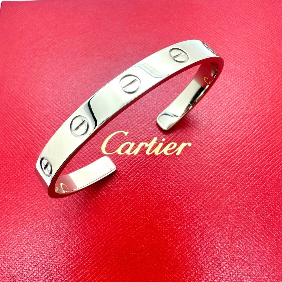Cartier LOVE 18KT White Gold Bracelet Cuff SZ 16 (1 of 7)