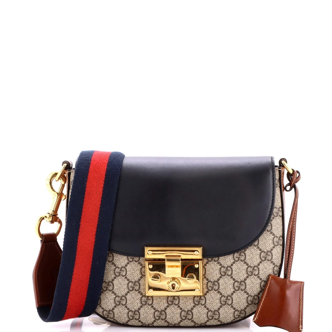 Gucci Padlock Saddle Shoulder Bag GG Coated Canvas and Leather Medium (1 of 7)