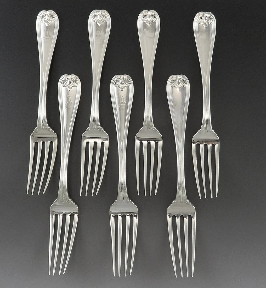 Nice set 7 Tiffany & Co Sterling Silver Colonial 1895 Forks 6 3/4" (1 of 4)