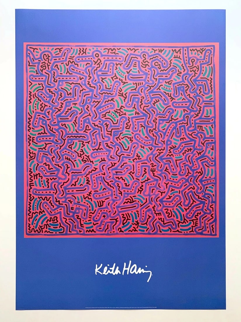 KEITH HARING ESTATE RARE 1999 LITHOGRAPH PRINT POP ART POSTER " UNTITLED " 1984 (1 of 8)