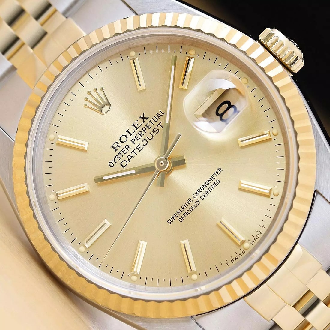 ROLEX MENS DATEJUST 16233 18K GOLD STAINLESS STEEL CHAMPAGNE DIAL TWO TONE WATCH (1 of 9)