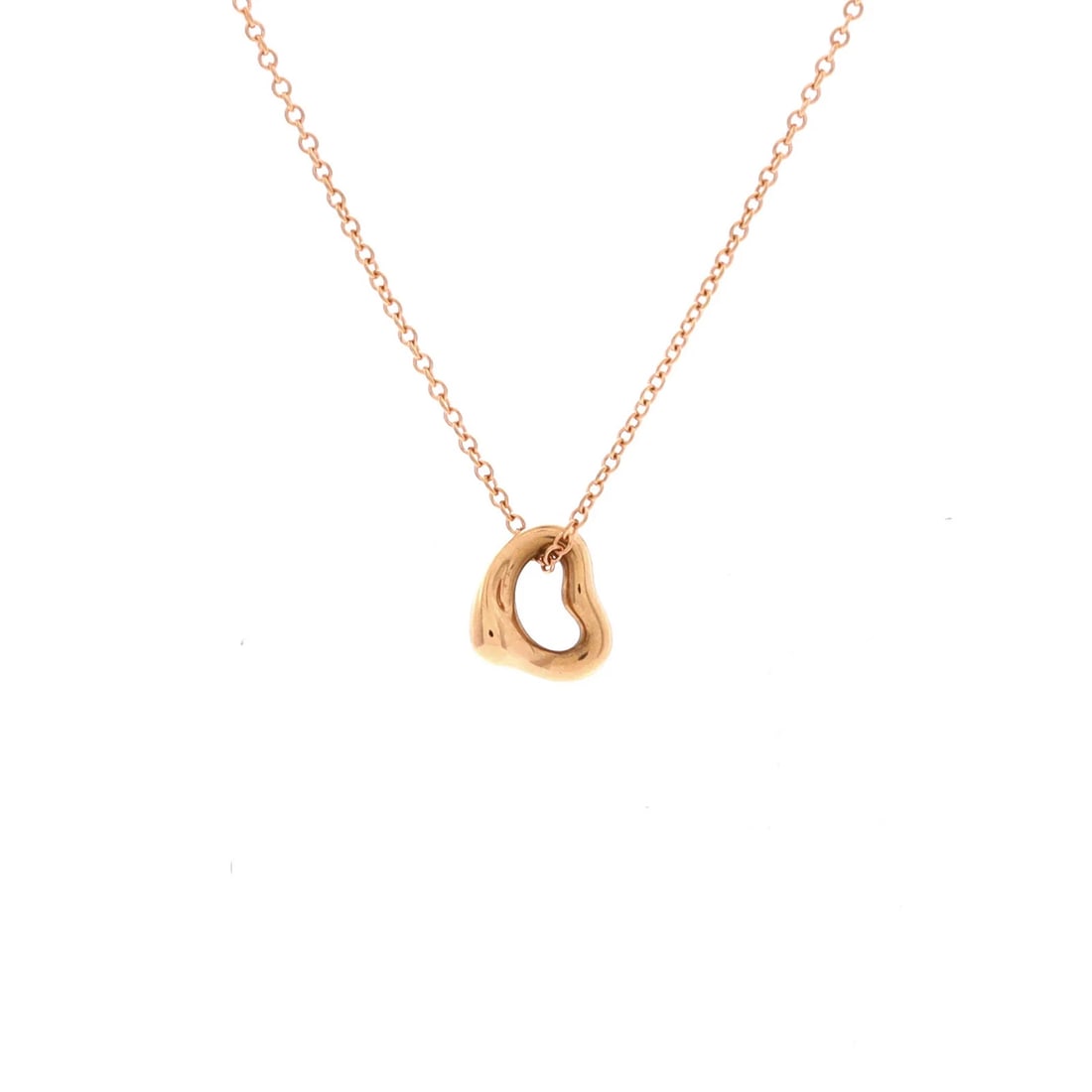 Tiffany & Co. Elsa Peretti Open Heart Pendant Necklace 18K Rose Gold 7mm: Condition: Pre-owned - Good,Brand: Tiffany & Co.,Main Stone: Unknown,Metal: 18K Yellow Gold,Metal Purity: 18K,Style: Pendant,Type: Necklace,Color: Rose Gold,Material: 18K Rose Gold