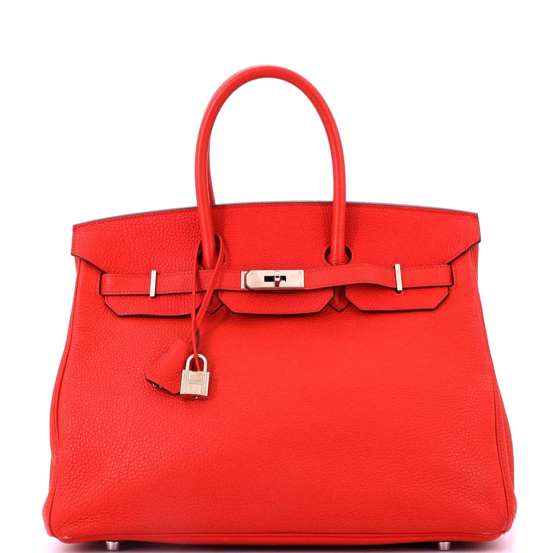 Hermes Birkin Handbag Red Clemence with Palladium Hardware 35 (1 of 8)