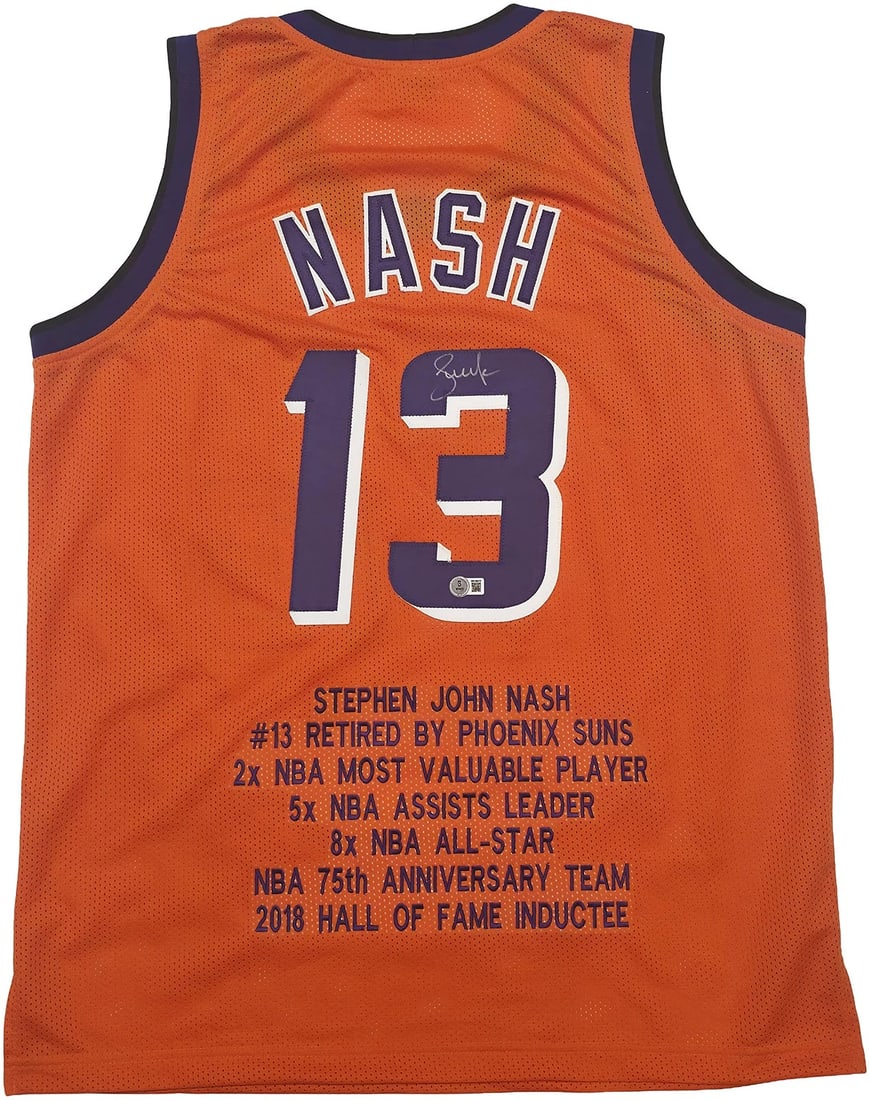 Phoenix Suns Steve Nash Autographed Signed Orange Stat Jersey Beckett Wit (1 of 6)