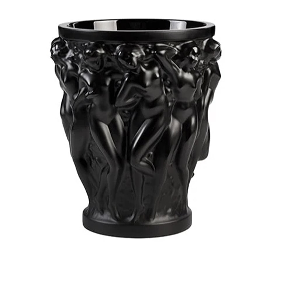 Lalique Bacchantes Small Vase Black Crystal Ref.1068400-: Lalique Bacchantes Small Vase Black Crystal Ref.1068400-Black CrystalDimensions: H 14.6 x D 12.3 cmHandcrafted in FranceProduct Sold and Shipped in Original Packaging with Certificate