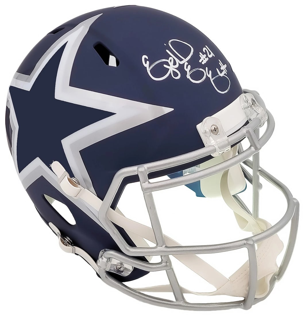 Ezekiel Elliott Signed Cowboys AMP Blue Full Size Replica Speed Helmet Beckett (1 of 7)