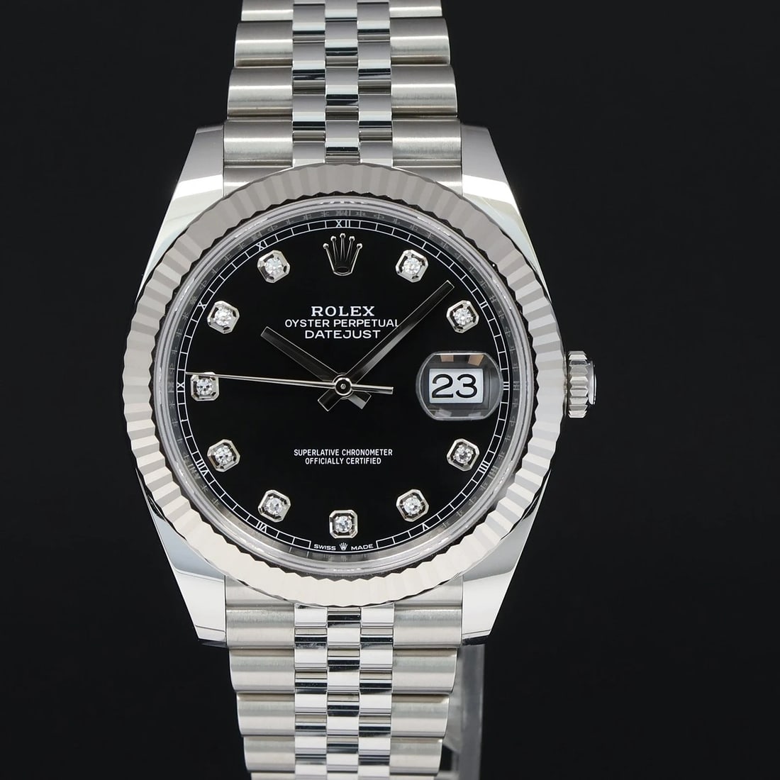 2021 NEW PAPERS Rolex DateJust 126334 Jubilee Black Diamond White Gold Fluted: Condition: Pre-owned - Excellent,Brand: Rolex,Department: Men,Type: Wristwatch