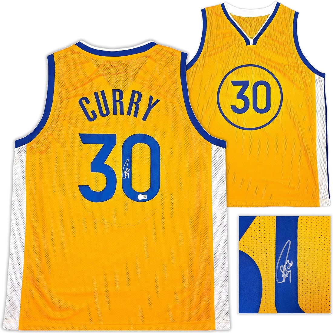 Golden State Warriors Stephen Curry Signed Yellow Jersey Beckett (1 of 6)