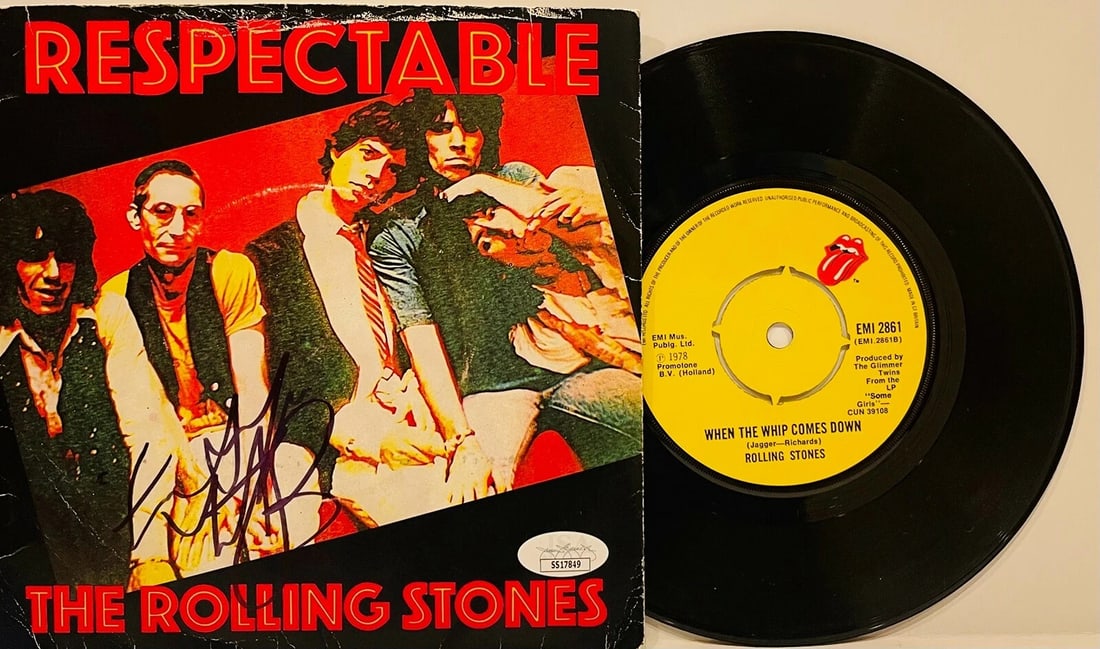 CHARLIE WATTS Signed Autograph ROLLING STONES UK 45 Record "Respectable" JSA (1 of 2)