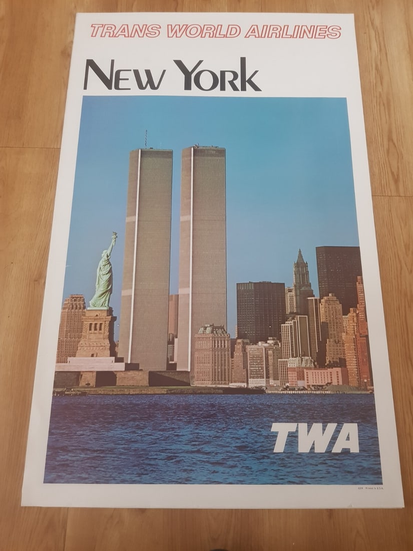RARE TWA Trans World Airlines original poster NEW YORK TOURISM 70's USA (1 of 1)