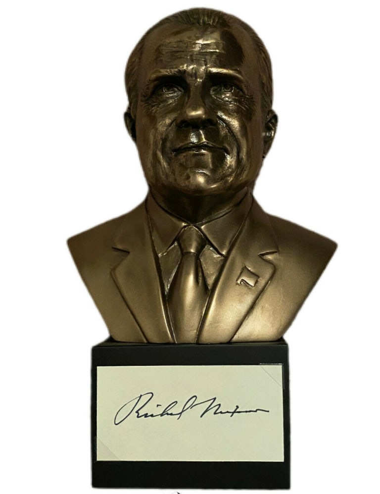President Richard Nixon Signed Cut Adhered to Bust (JSA LOA) (1 of 2)