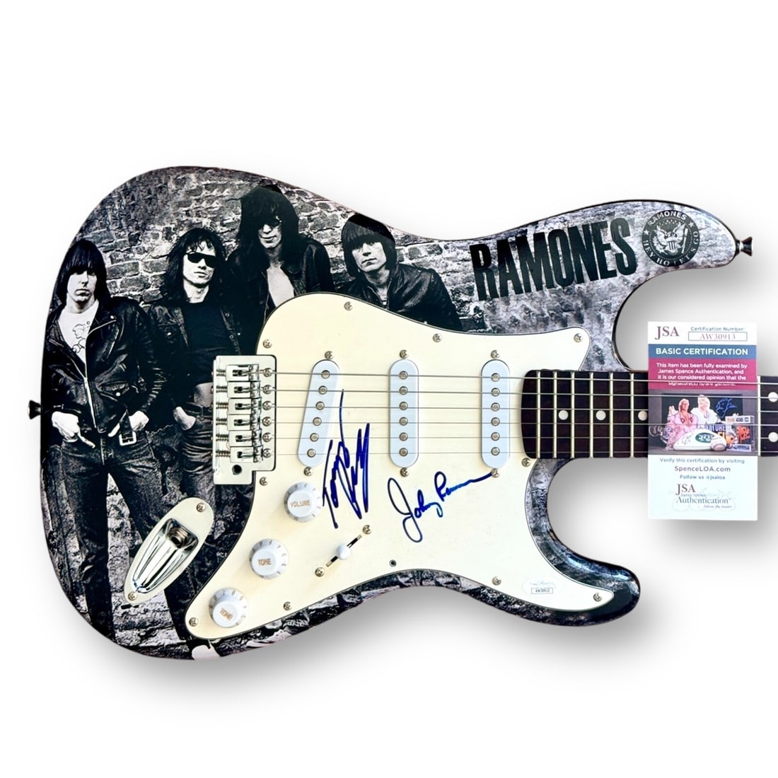 The Ramones Signed Guitar Custom Graphics JSA COA Johnny Ramone Tommy Ramone (1 of 2)