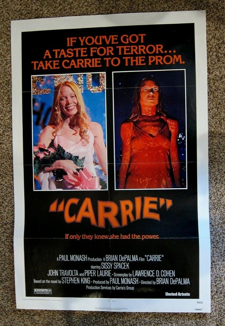 1976 Original Folded One-Sheet Movie Poster (CARRIE): 1976 Original Folded One-Sheet Movie Poster (CARRIE)