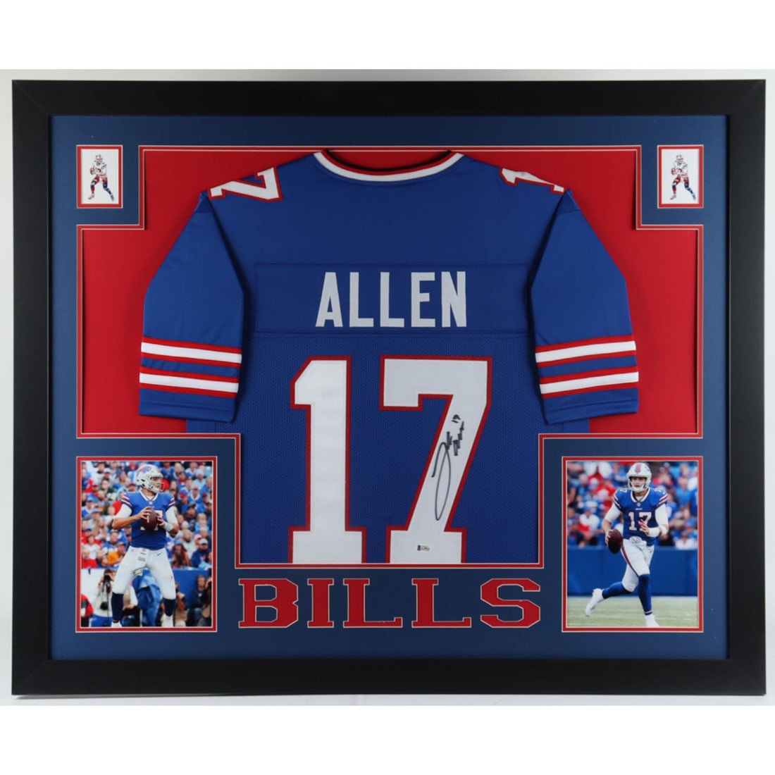 Josh Allen Signed Bills 35.5x43.5 Custom Framed Jersey Display (Beckett Hologram) (1 of 1)