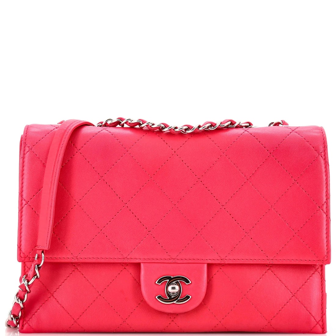 Chanel 3 Compartment Double Flap Bag Stitched Calfskin Medium: Accessories: Authenticity CardMeasurements: Height 7", Width 10", Depth 3.5". Condition: Pre-owned - Good,Brand: Chanel,Exterior Material: Leather,Style: Shoulder Bags,Exterior Color:
