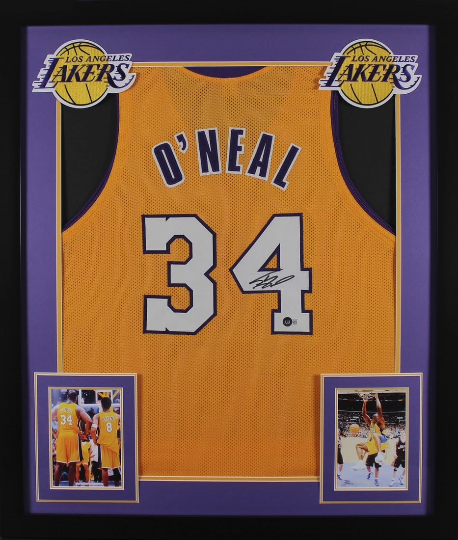 Shaquille O'Neal Authentic Signed Yellow Pro Style Framed Jersey BAS Witnessed (1 of 2)
