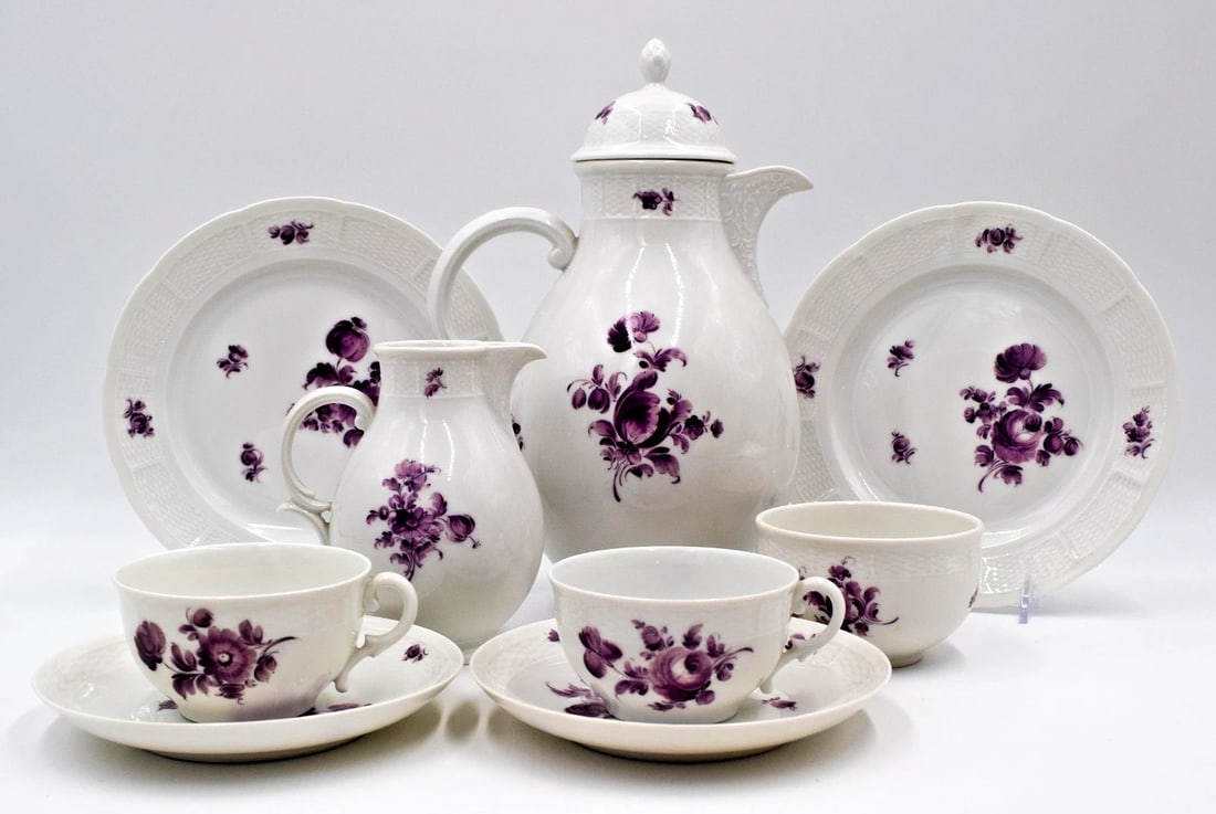 Nyphenberg Teaset for Two, Hand Painted Purple Flowers, Circa 1920 (1 of 14)