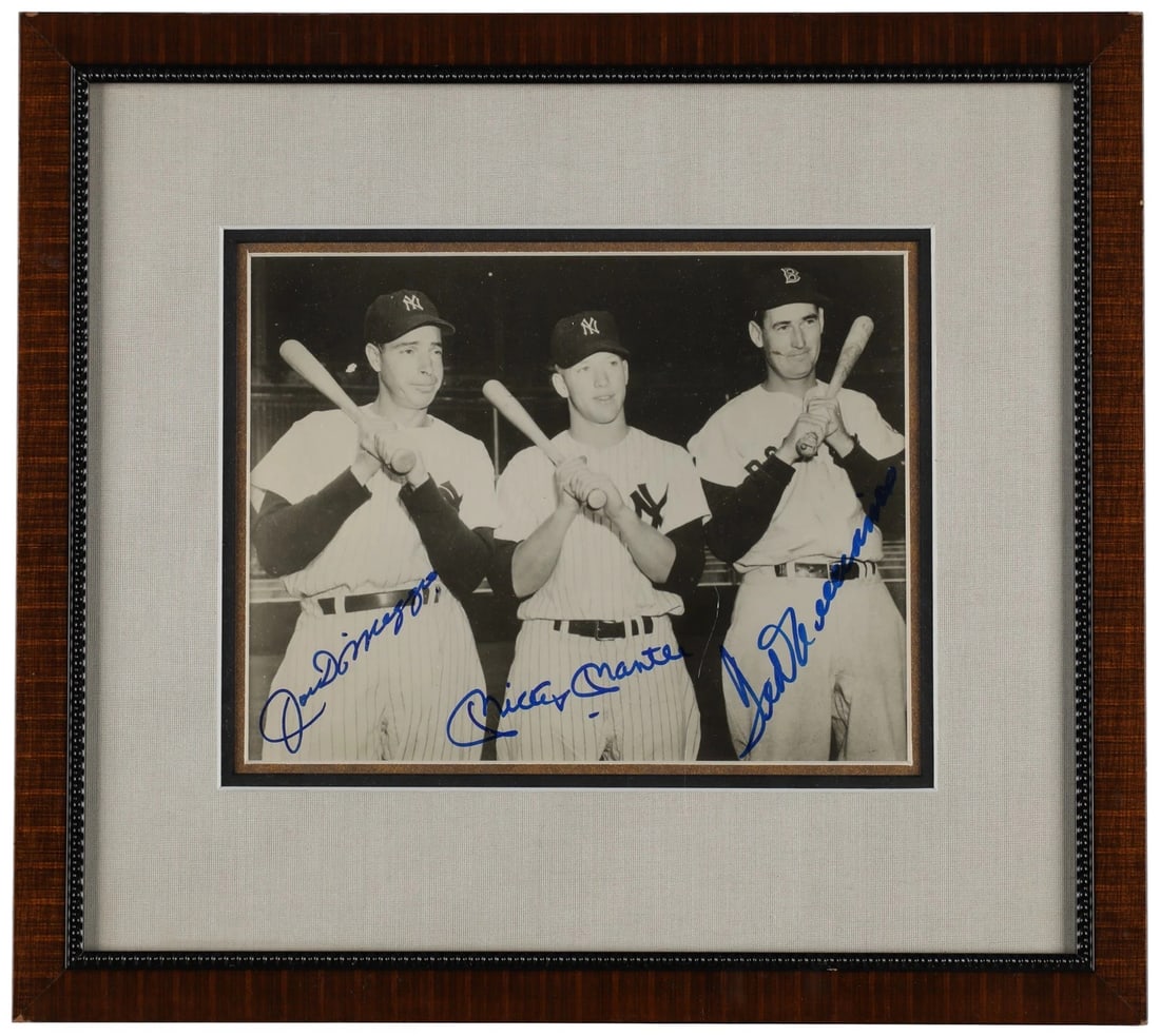 Joe DiMaggio, Mickey Mantle, Ted Williams Signed Framed 8x10 Photo JSA COA (1 of 3)