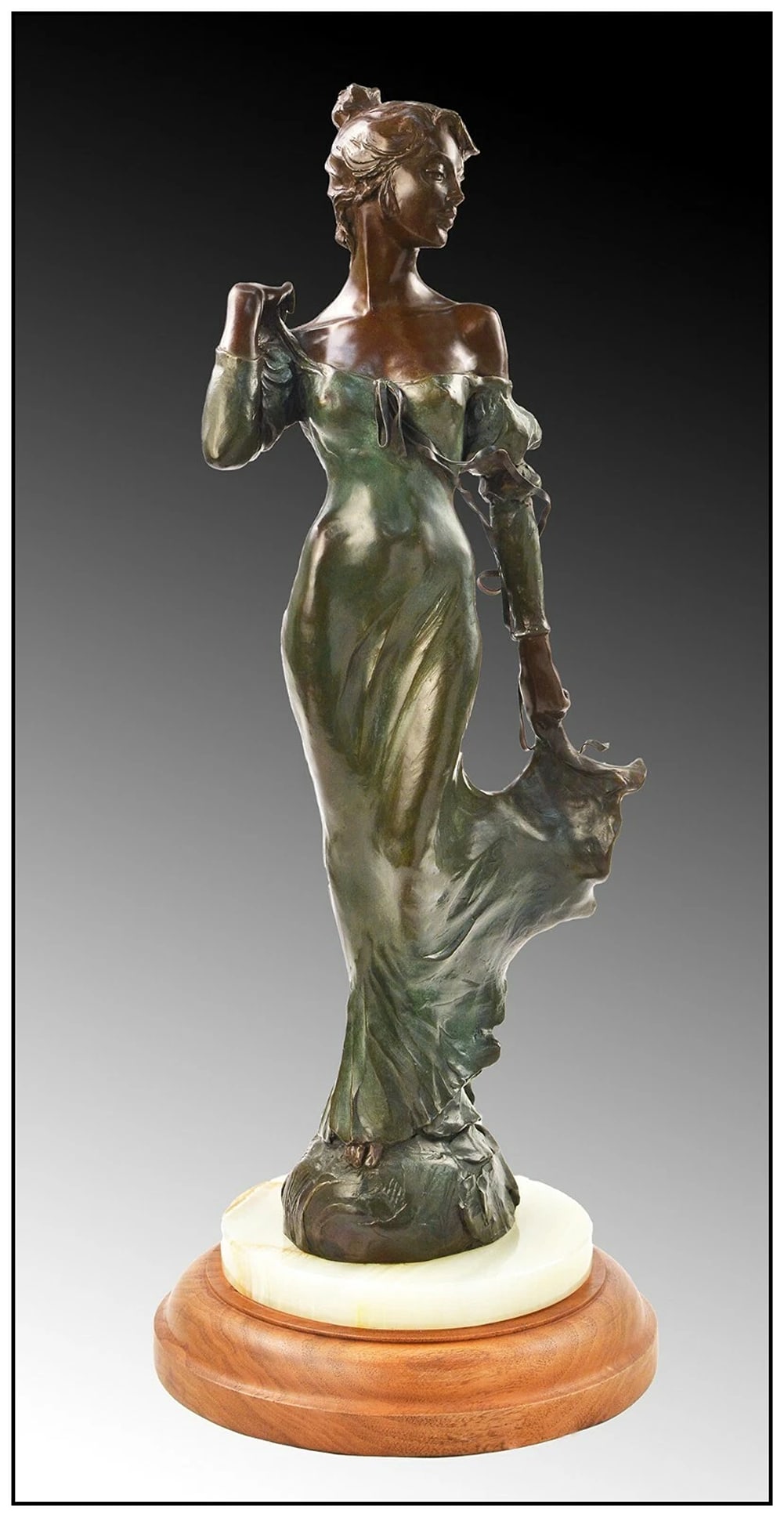 Howard Rogers Samantha Original Large Bronze Sculpture Female Signed Statue Art: measuring approximately 24" x 10" x 10", is numbered 28 of 35. Artist: Howard Rogers,Signed: Yes,Material: Bronze,Certificate of Authenticity (COA): Yes,Region of Origin: US,Subject: Figures, Women,Li