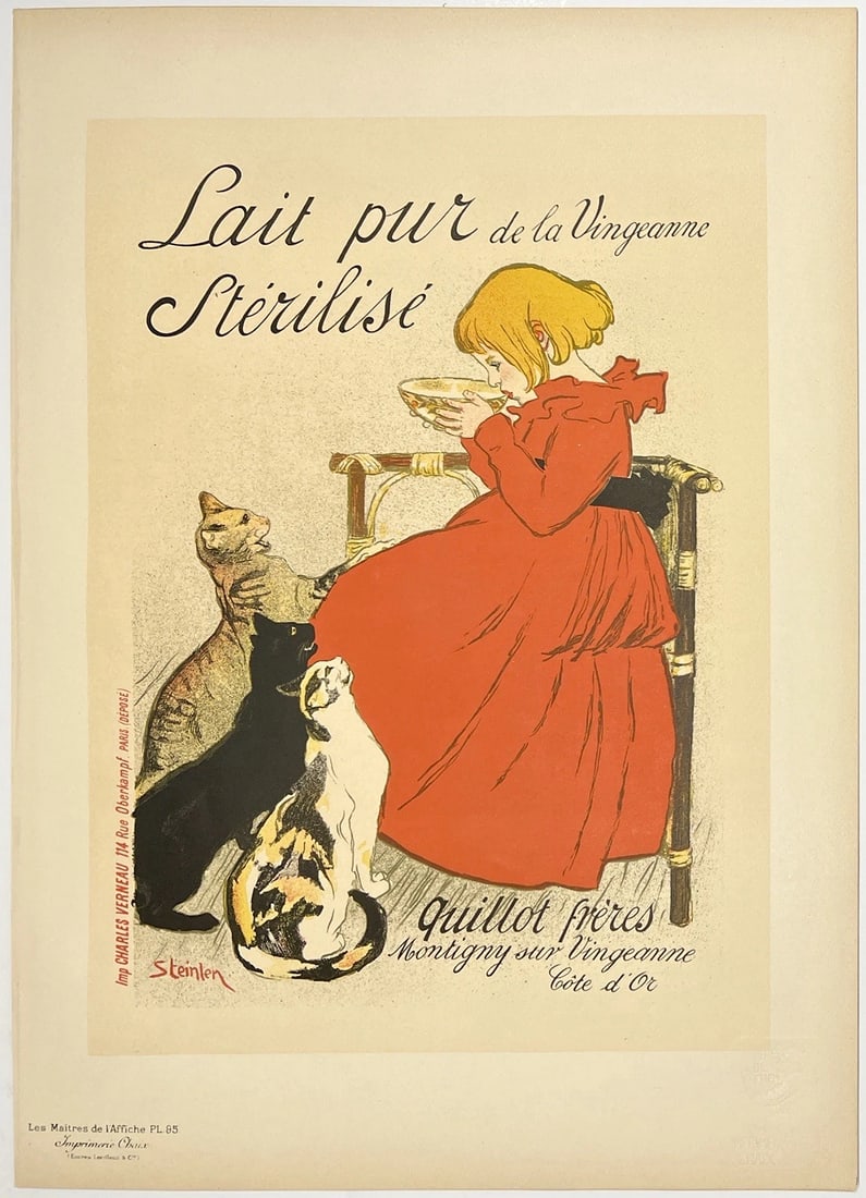 Original Vintage Poster LAIT PUR STERILISE Maitres De L'Affiche Pl 95 STEINLEN (1 of 6)