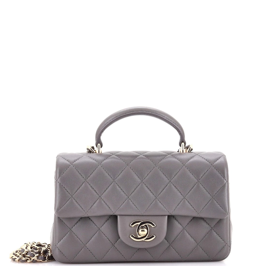 Chanel Classic Single Flap Top Handle Bag Quilted Lambskin Mini (1 of 5)