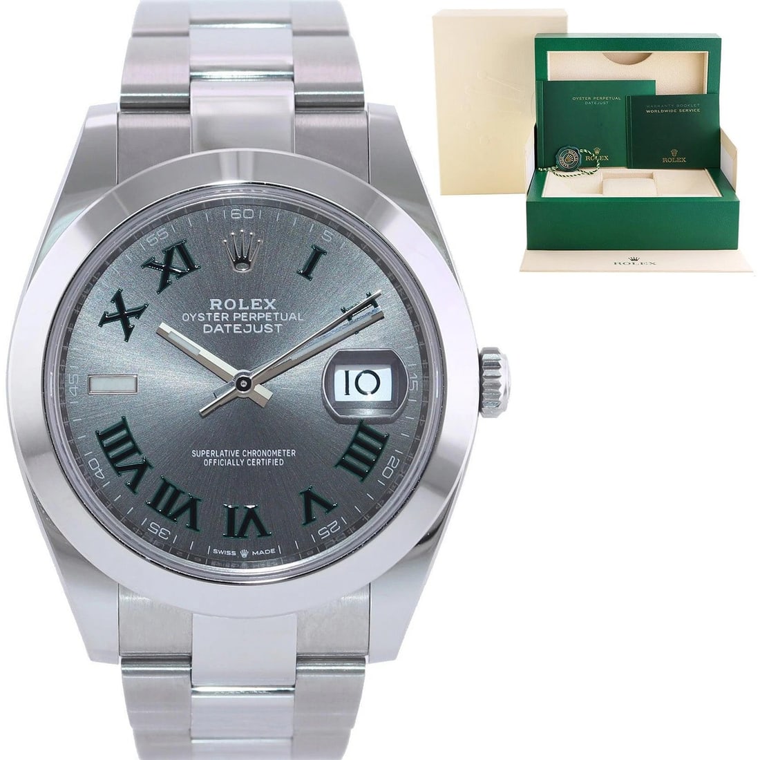 2024 NEW Rolex DateJust 41 Steel 126300 Wimbledon Oyster 41mm Watch Box (1 of 8)
