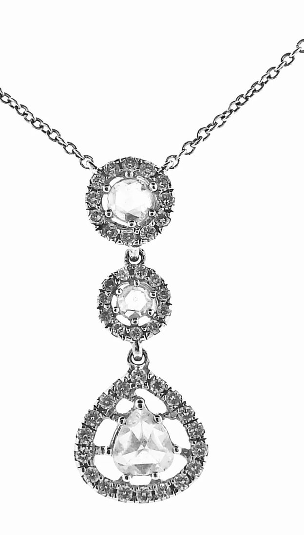 DESIGNER GREGG RUTH 1.01ct WHITE DIAMOND 950 PLAT. HALO DROP NECKLACE NWT $9200 (1 of 8)