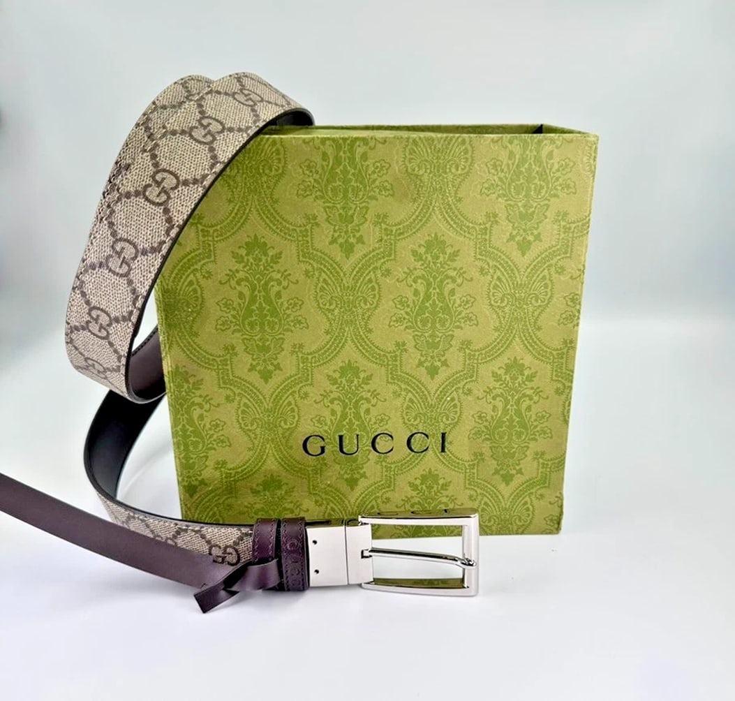 Gucci Reversible Belt with Rectangular Buckle Style ?771105 size 100 36" Brown (1 of 9)