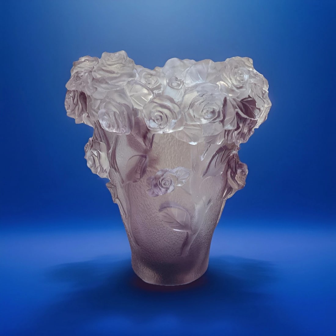 Nancy Daum Style Purple Ombere Crystal Rose H8??W7?? Heavy Art Glass Maker Unknown (1 of 12)