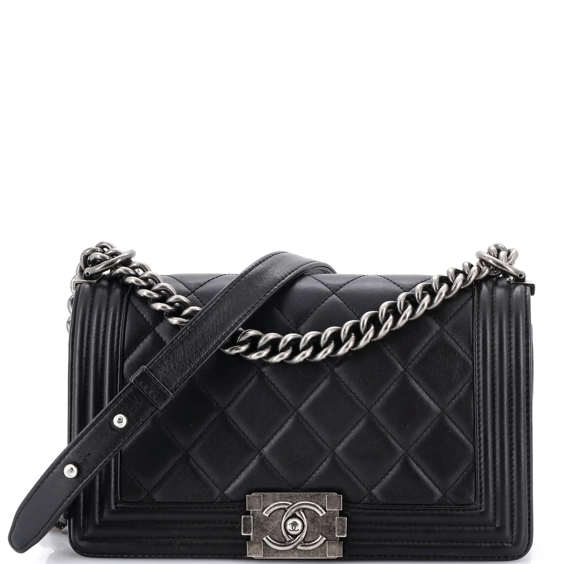Chanel Boy Flap Bag Quilted Lambskin Old Medium (1 of 8)