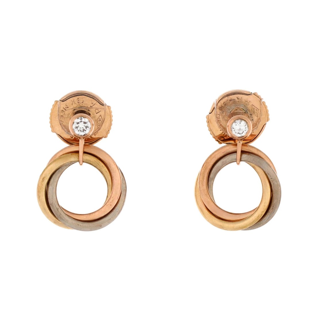 Cartier Trinity Dangle Earrings 18K Tricolor Gold with Diamond (1 of 3)