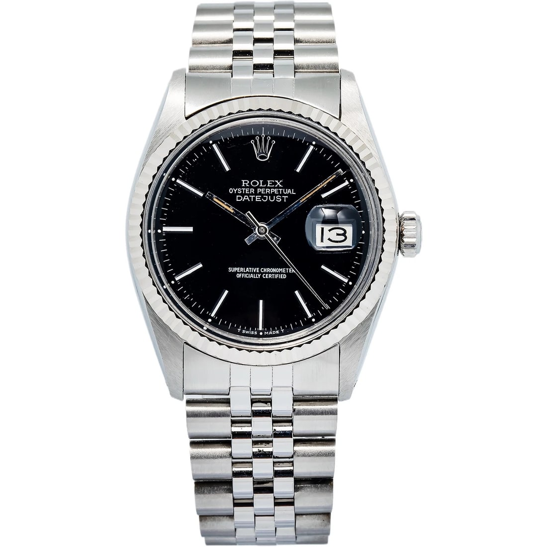 Rolex Datejust 16014 Stainless Steel Jubilee Black Index Dial Auto Men's 36mm (1 of 6)