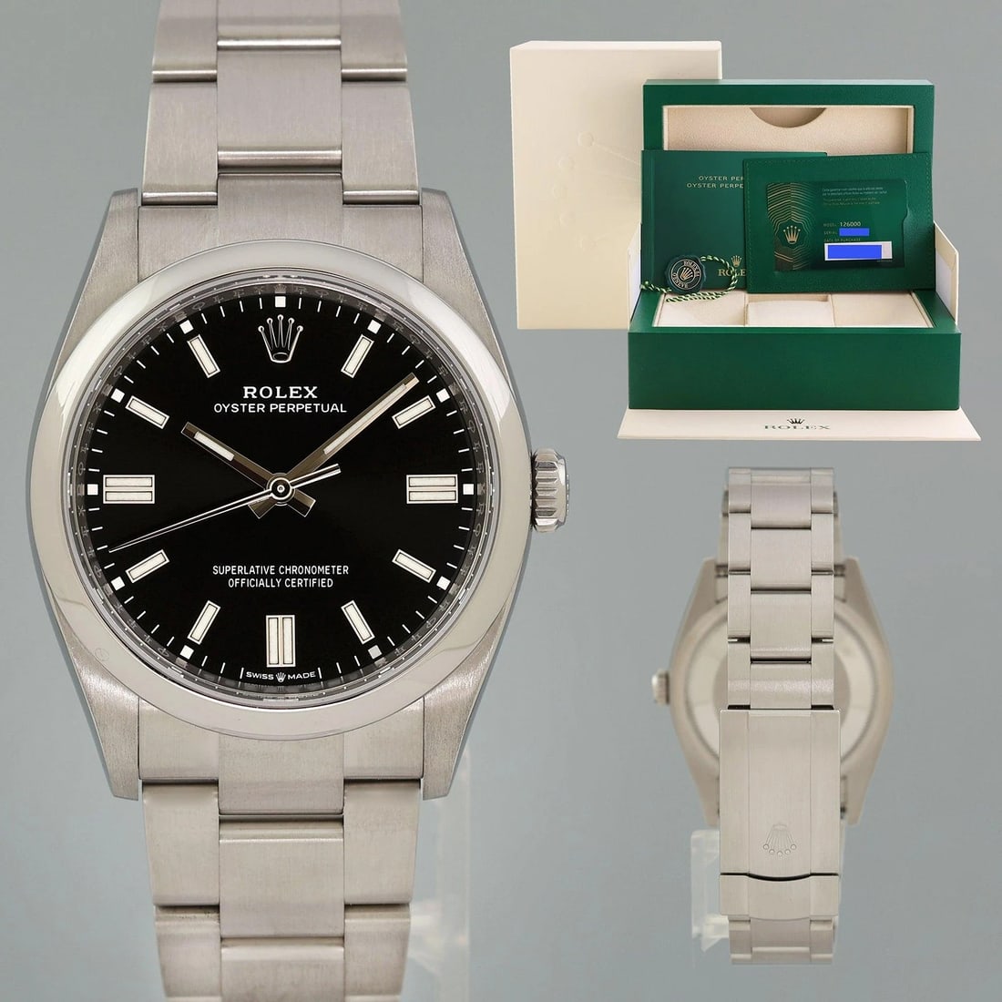 2024 NEW PAPERS Rolex Oyster Perpetual 126000 36mm Black Dial Watch Box (1 of 6)