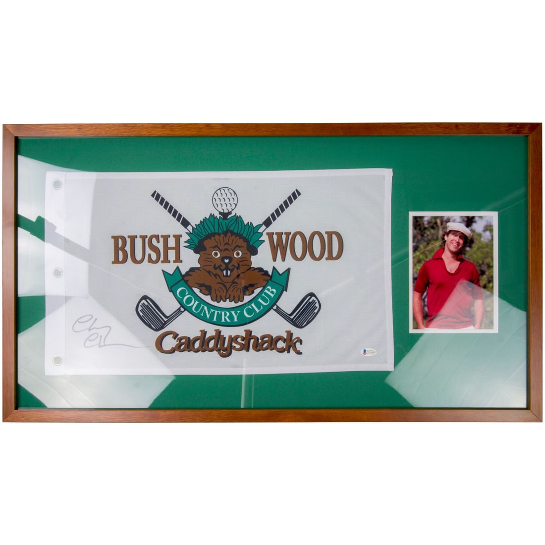 Chevy Chase Signed and Custom Framed Caddyshack Pin Flag (BAS) (1 of 1)