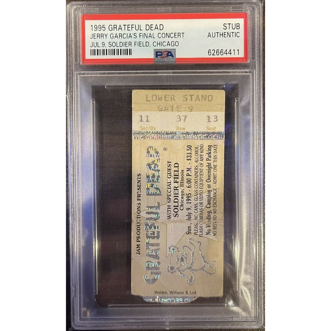 1995 GRATEFUL DEAD JERRY GARCIA FINAL CONCERT TICKET STUB (1 of 2)