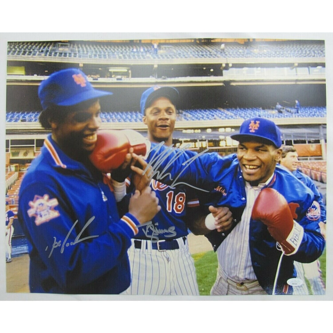 Mike Tyson Darryl Strawberry Dwight Gooden Signed 16x20 Photo JSA COA: Mike Tyson Darryl Strawberry Dwight Gooden Signed 16x20 Photo JSA COA