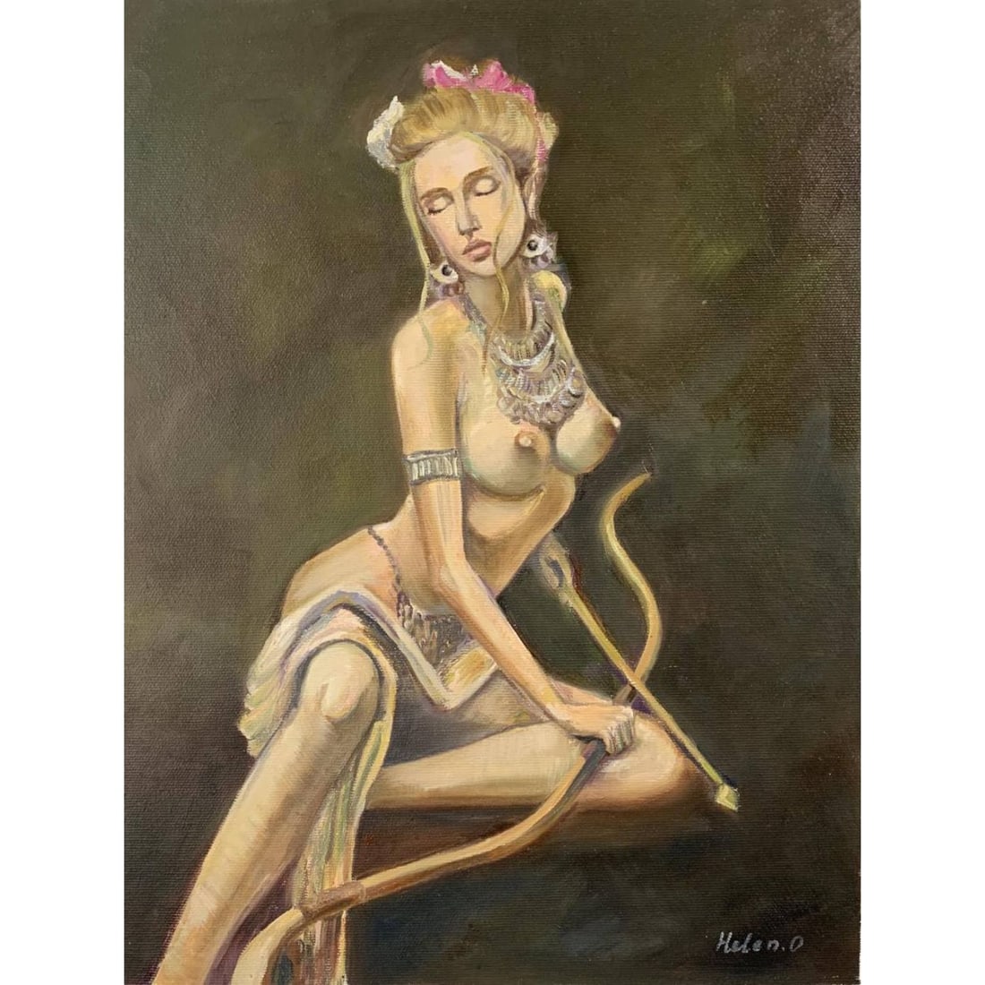 Original Oil Painting Woman Ukraine Artist Helen O. Signed: Original Oil Painting Woman Ukraine Artist Helen O. Signed