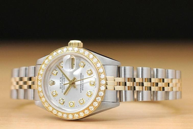 ROLEX LADIES DATEJUST 69173 SILVER DIAL 18K YELLOW GOLD DIAMOND STEEL WATCH - 2