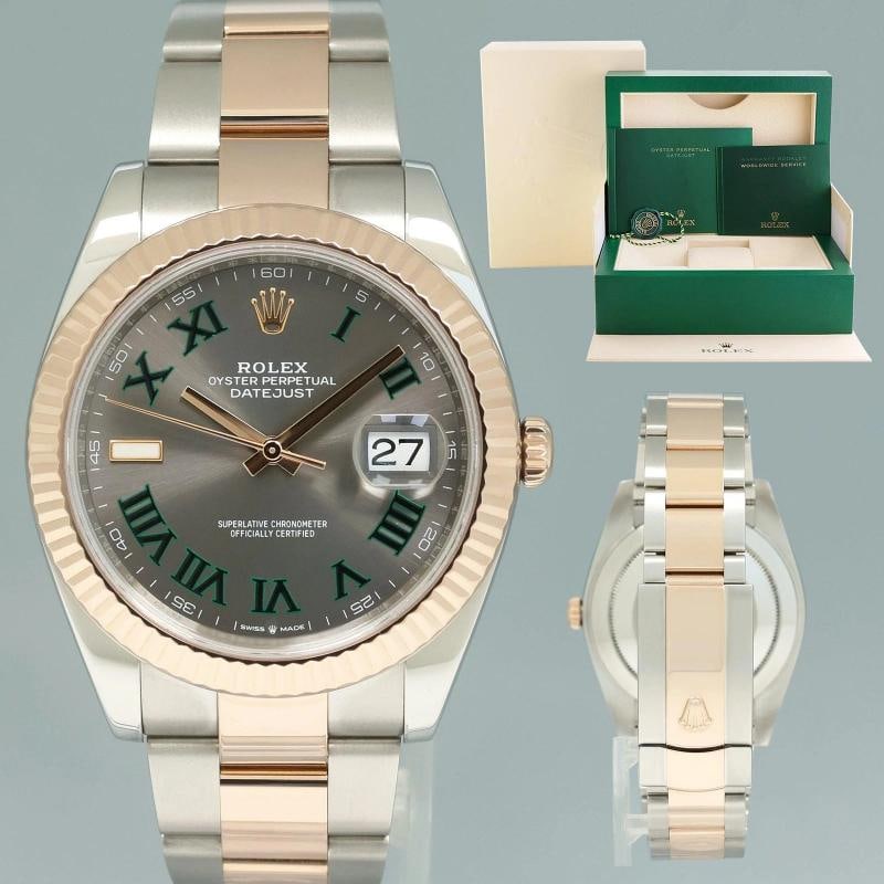 2023 MINT Rolex DateJust 41 126331 Wimbledon Rose Gold Two-Tone Oyster Watch Box (1 of 7)