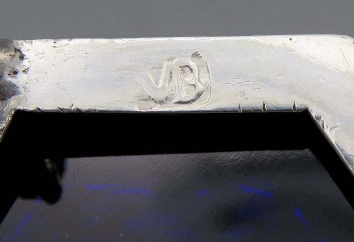 Nice Pair 1800s Dutch Silver Openwork Cobalt Glass Ball Claw Foot Salt Cellars - 8