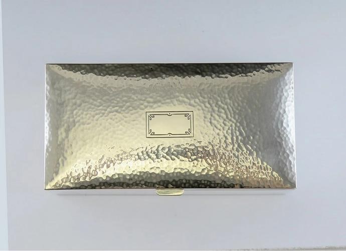 Antique c1915 James Blake Sterling Silver Art Deco Hand Hammered Box 6 X 3 (1 of 8)
