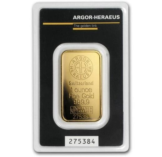 Argor Heraeus Switzerland 1oz Fine Gold Bar 999.9 (1 of 2)