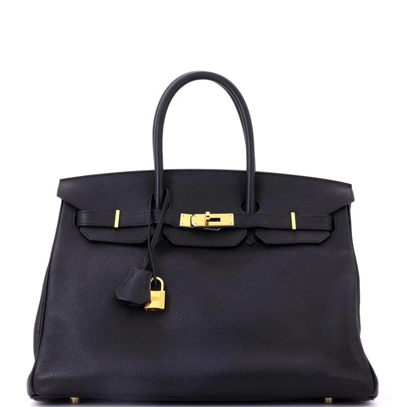 Hermes Birkin Handbag Black Clemence with Gold Hardware 35 (1 of 8)