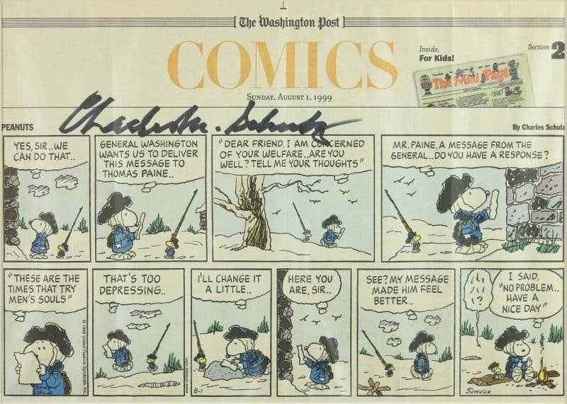 Charles M. Schulz Signed 1999 The Washington Post Peanuts Snoopy Comic Strip (PSA LOA) (1 of 5)