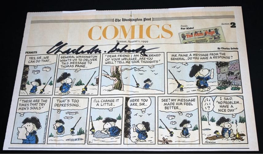 Charles M. Schulz Signed 1999 The Washington Post Peanuts Snoopy Comic Strip (PSA LOA) - 2