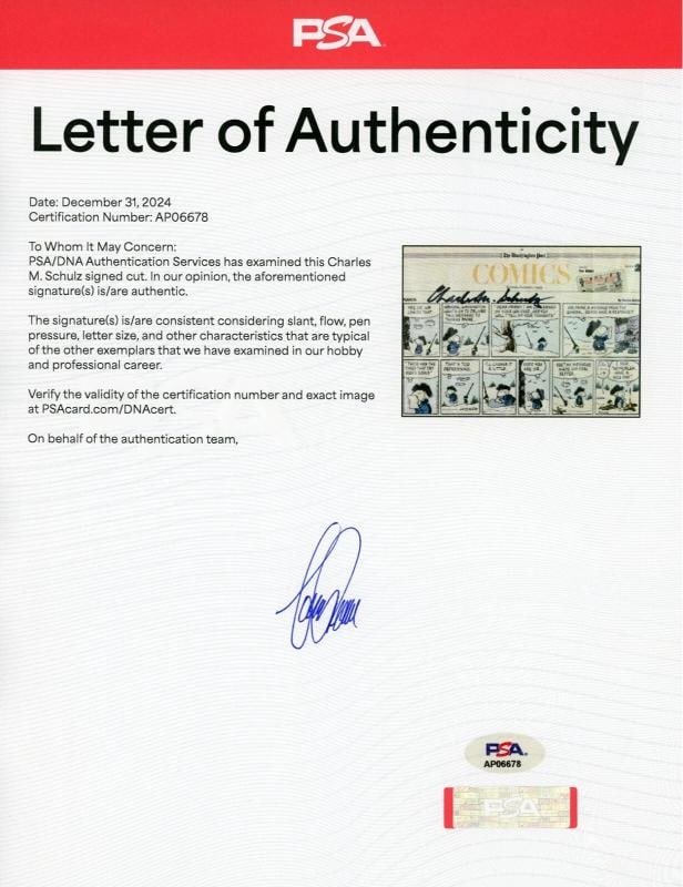 Charles M. Schulz Signed 1999 The Washington Post Peanuts Snoopy Comic Strip (PSA LOA) - 4