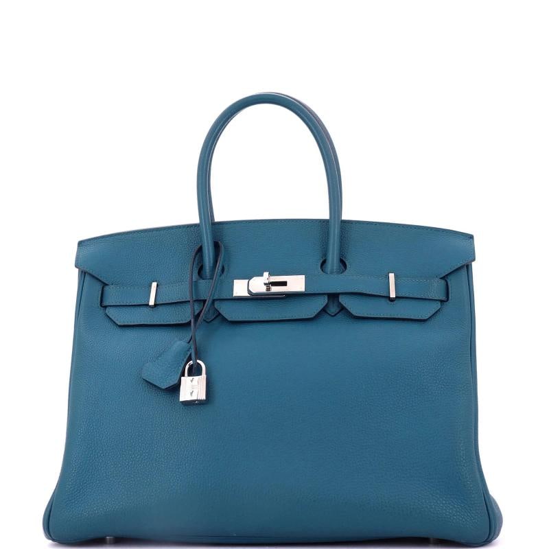 Hermes Birkin Handbag Blue Togo with Palladium Hardware 35 (1 of 8)
