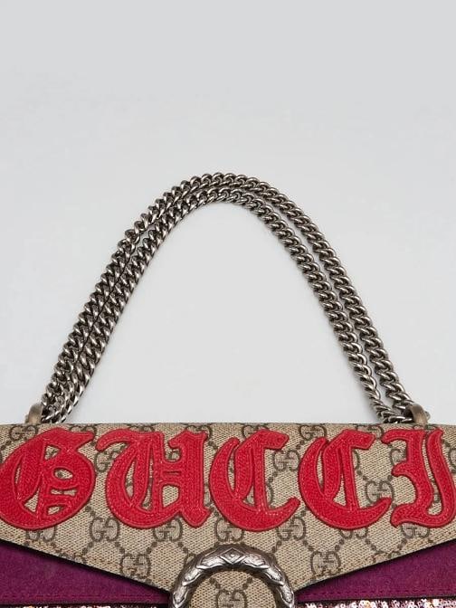 Gucci Beige GG Supreme Canvas Embroidered Sequin Small Dionysus Shoulder Bag - 5