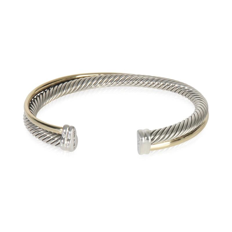 David Yurman 1/4 18K Yellow Gold & Sterling Silver Crossover Cuff Bracelet (1 of 6)